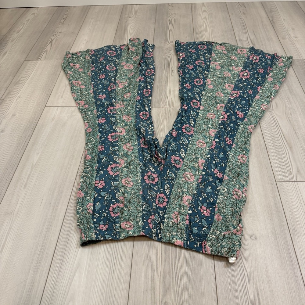 Free People Bali Sultry Boho Flare Pants Small Floral Coastal Hippie Festival - Picture 9 of 12